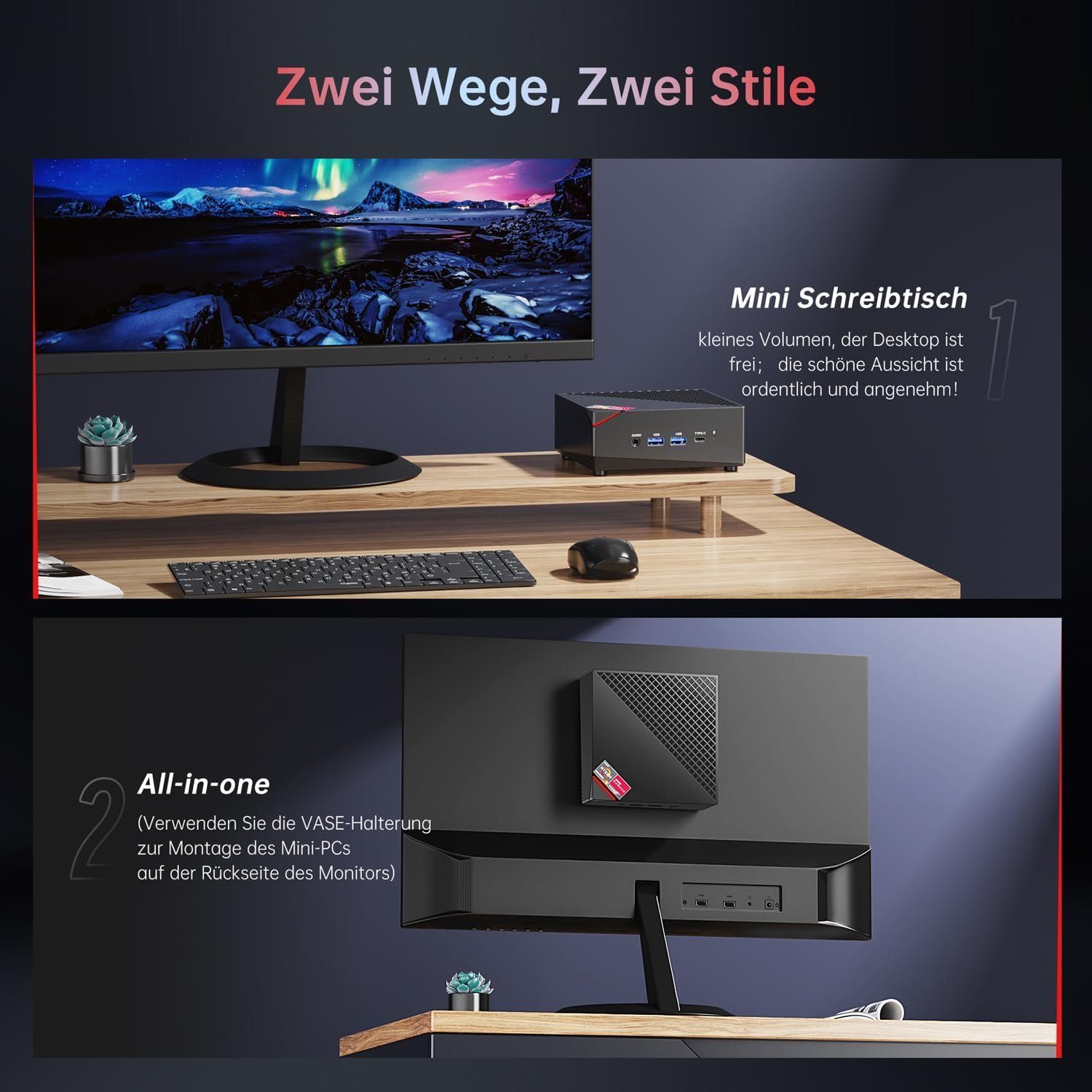 ACEMAGICIAN Mini-PC (AMD Ryzen 7 5700U, 16 GB RAM, 512 GB SSD, Mini Computer mit 4K Triple Display Typ-C Dual Ethernet WiFi 6, BT 5.2)