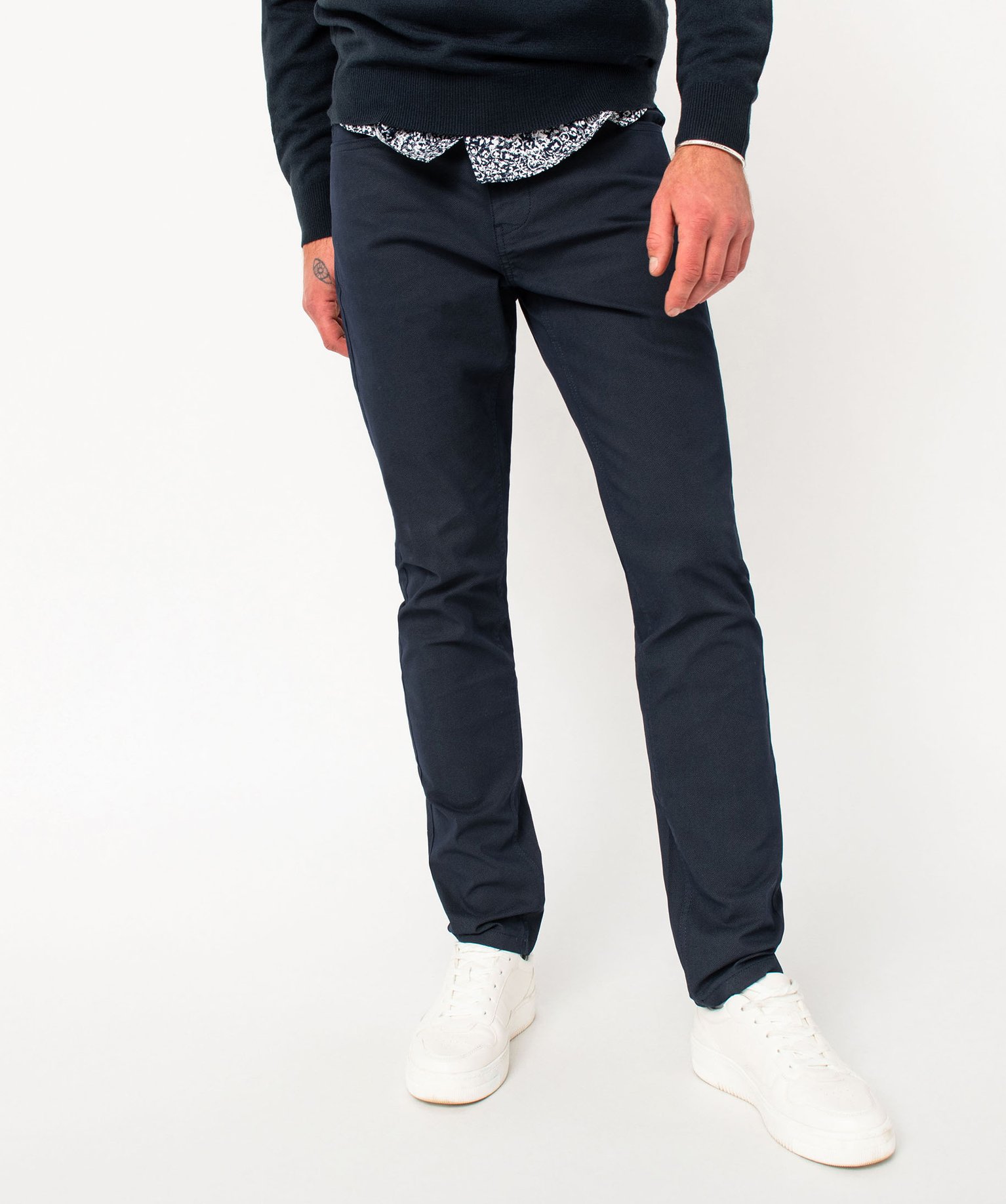 Pantalon slim 5 poches en toile extensible homme bleu fonce | GEMO