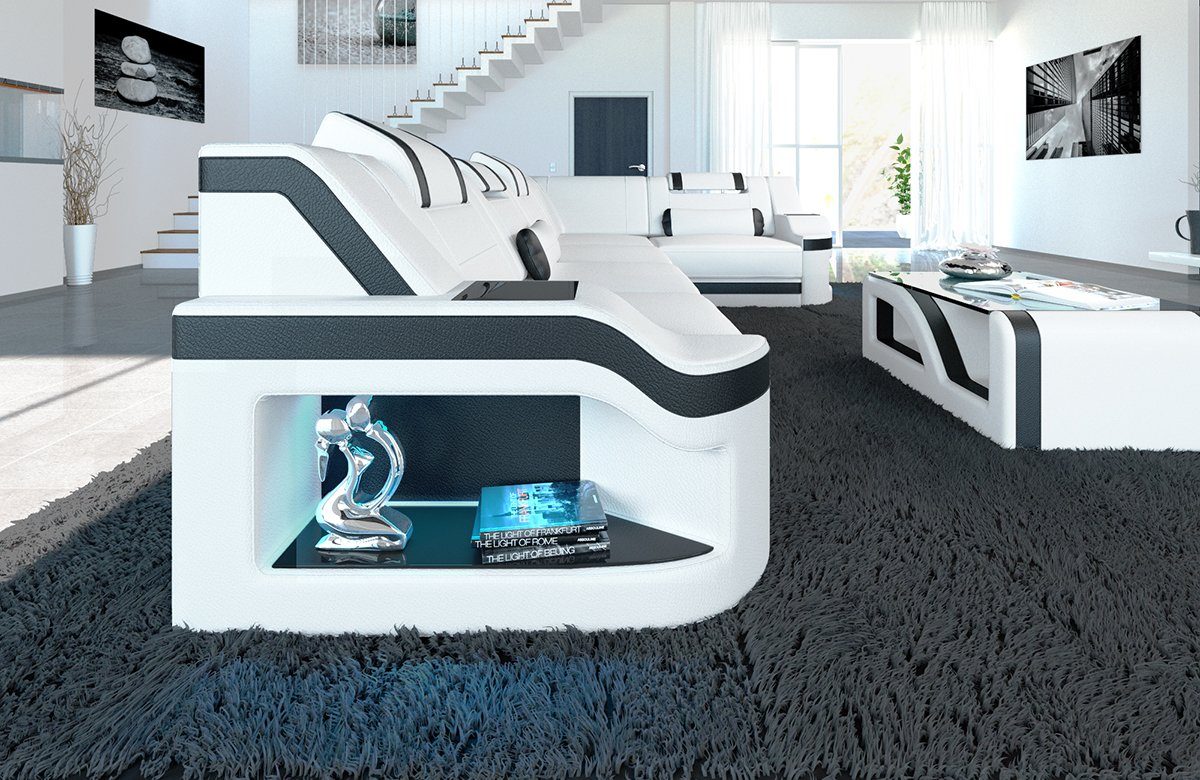 Sofa Dreams Ecksofa Ledersofa Padua L Form Ledercouch Leder Sofa, Couch, mit LED, wahlweise mit Bettfunktion als Schlafsofa, Designersofa