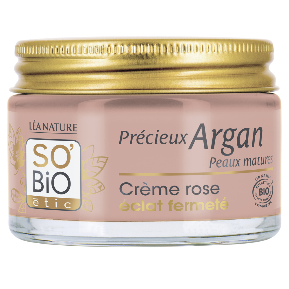LÉA NATURE SO BiO étic Crème rose éclat fermeté jour, PrécieuxArgan Peaux Matures Crème rose