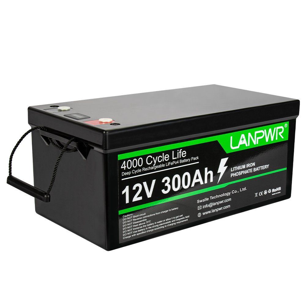 Tidyard Stromerzeuger LiFePO4 Akku,12V 300Ah Notstromversorgungen,Leichtgewicht, (LiFePO4 Batterie Powerstation für Stromausfall, Reise,Camping,Angeln), Zykluslebensdauer: ≥4000 Mal,Ladestrom: 50A Dauerstrom: 200A