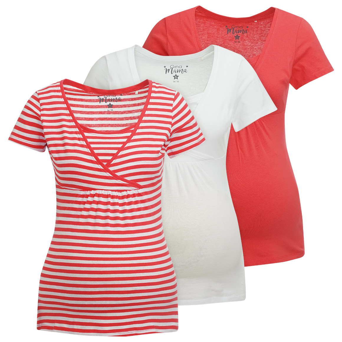 3 Damen Umstands-T-Shirts aus Bio-Baumwolle