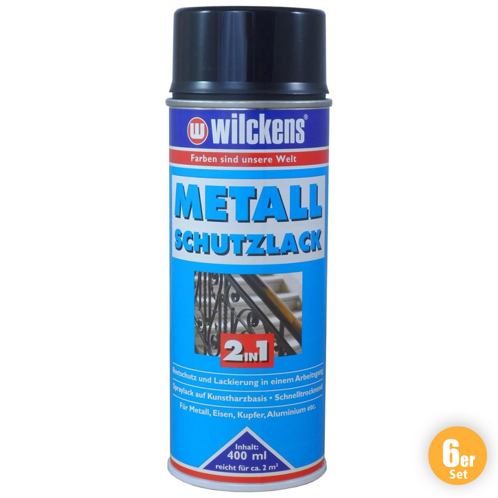 Wilckens Farben Wilckens Metall-Schutzlack Spray 2in1 Schwarz 6er Set