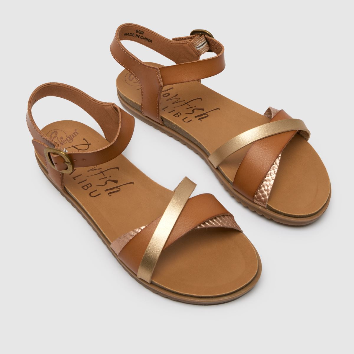 Blowfish Malibu – Bruna, flerfärgade sandaler med rem