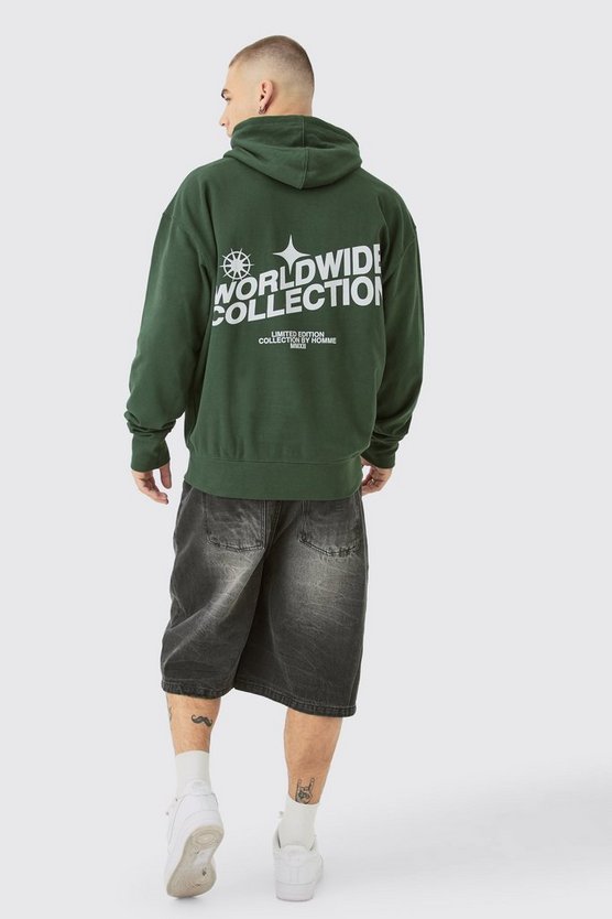 Oversize Hoodie mit Worldwide-Print