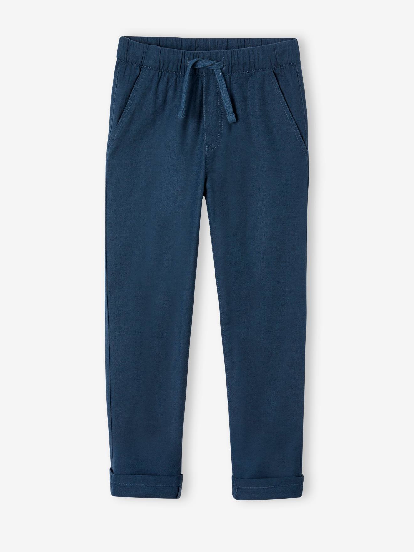 Vertbaudet Jungen Hose mit Leinenanteil - nachtblau