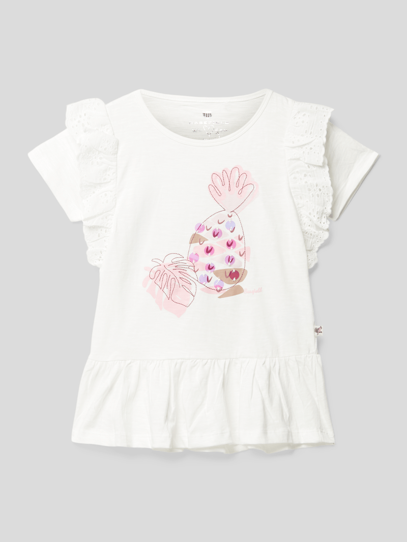 T-Shirt mit Motiv-Print in weiß