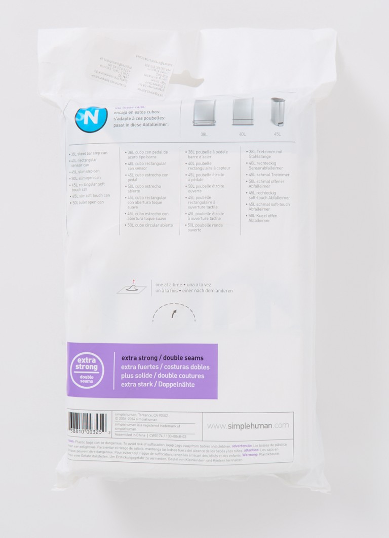 Saci de gunoi Simplehuman, cod N, 45-50 litri, pachet de 20