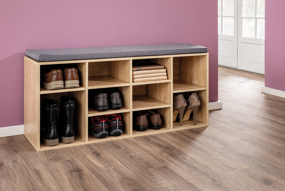 Kesper Universal-/ Schuhschrank mit Sitzkissen, Sonoma Eiche