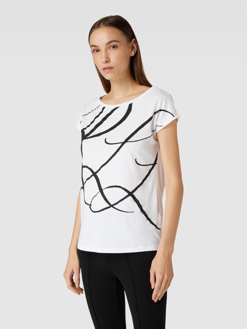 T-Shirt mit Label-Print Modell 'GRIETA' in weiss