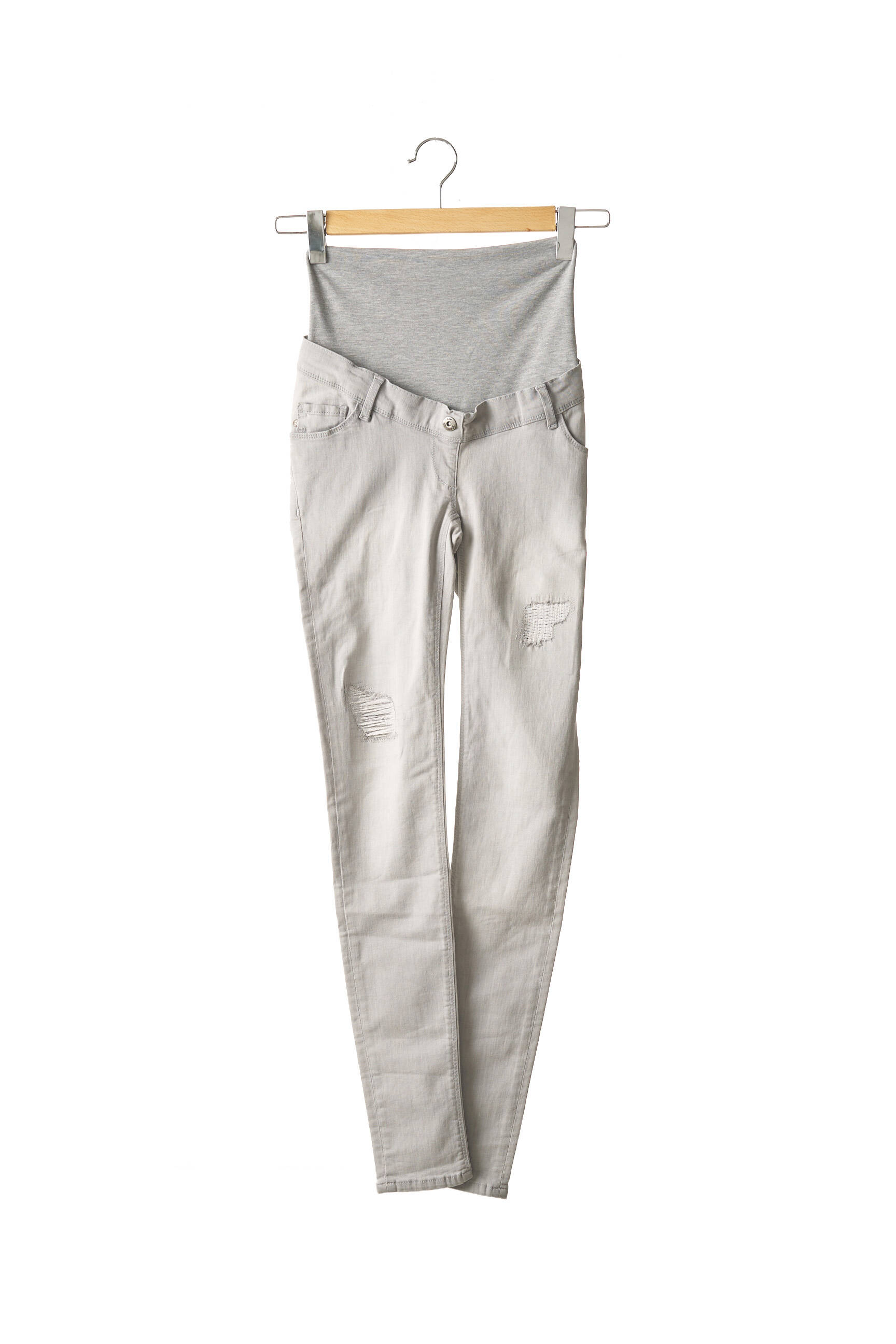 Love2wait Jeans Maternite Femme couleur gris