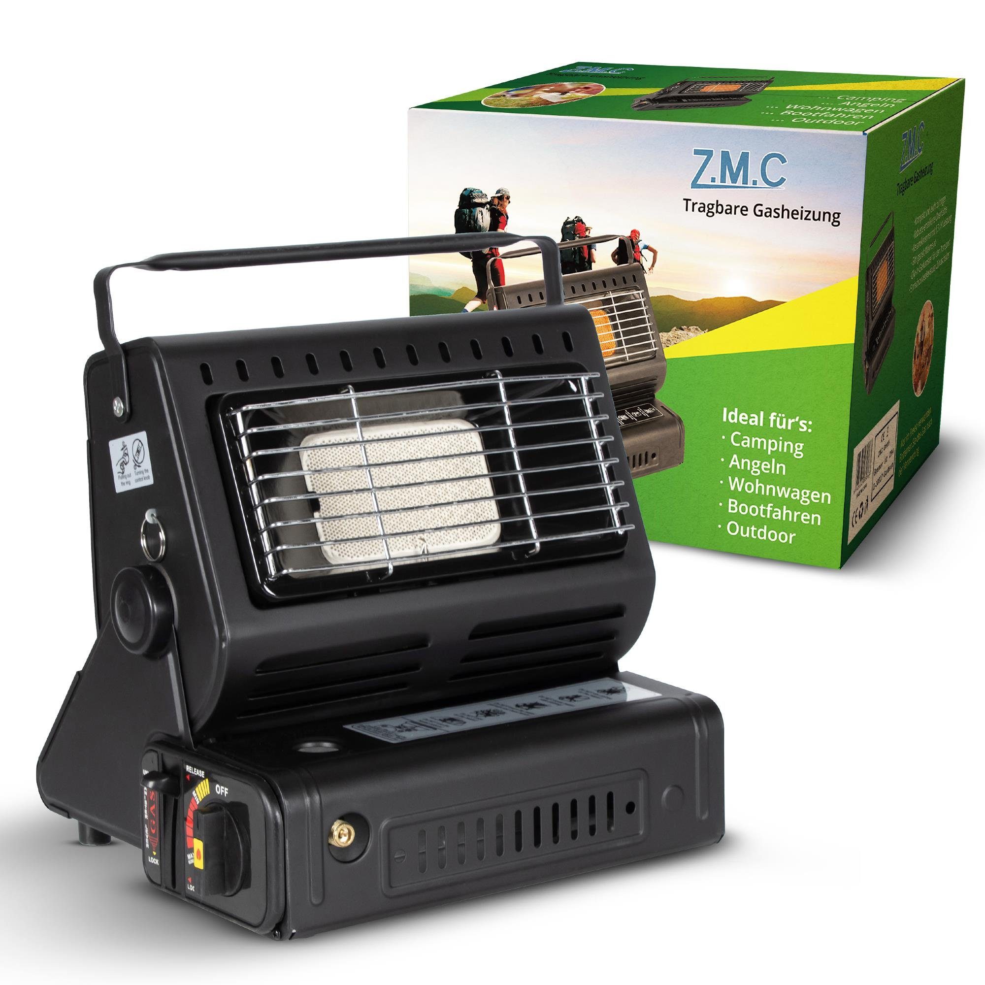 Z.M.C.GMBH Heizgerät 2in1 Tragbare Gasheizung + Camping Gas Kocher Heizung Heizstrahler, Gasheizung Keramik 1,3KW 1300 W Zeltheizung Campingheizer Gasstrahler
