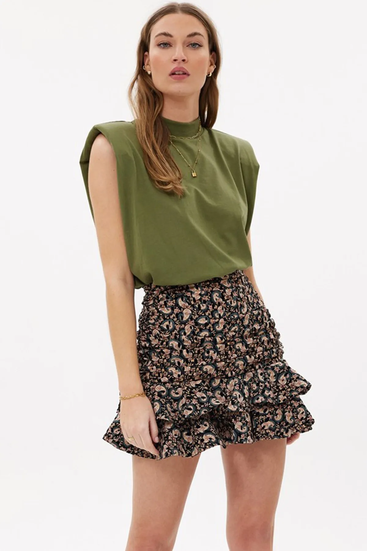 Madmext  Mad Girls Khaki gepolstertes T-Shirt Mg900