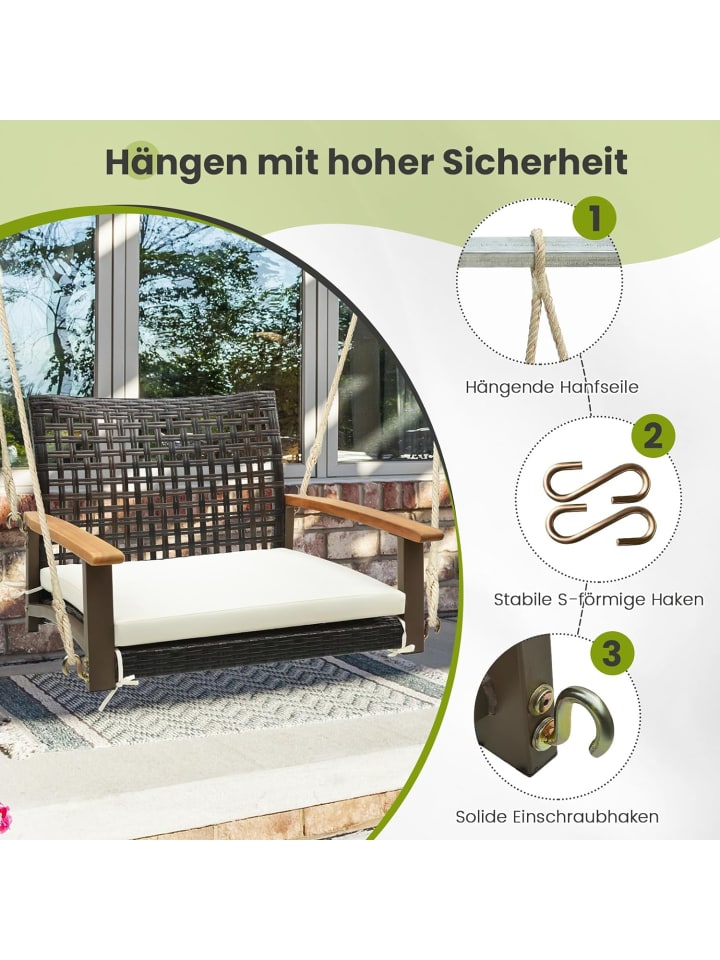 COSTWAY Hängesessel mit Kissen in Braun günstig kaufen onesize