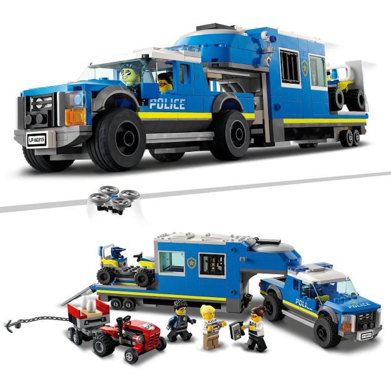 LEGO 60315 City Le Camion de Commandement Mobile de la Police, Figurines de Policiers, Jouet Tracteur, Garcons et Filles Dès 6 Ans bleu