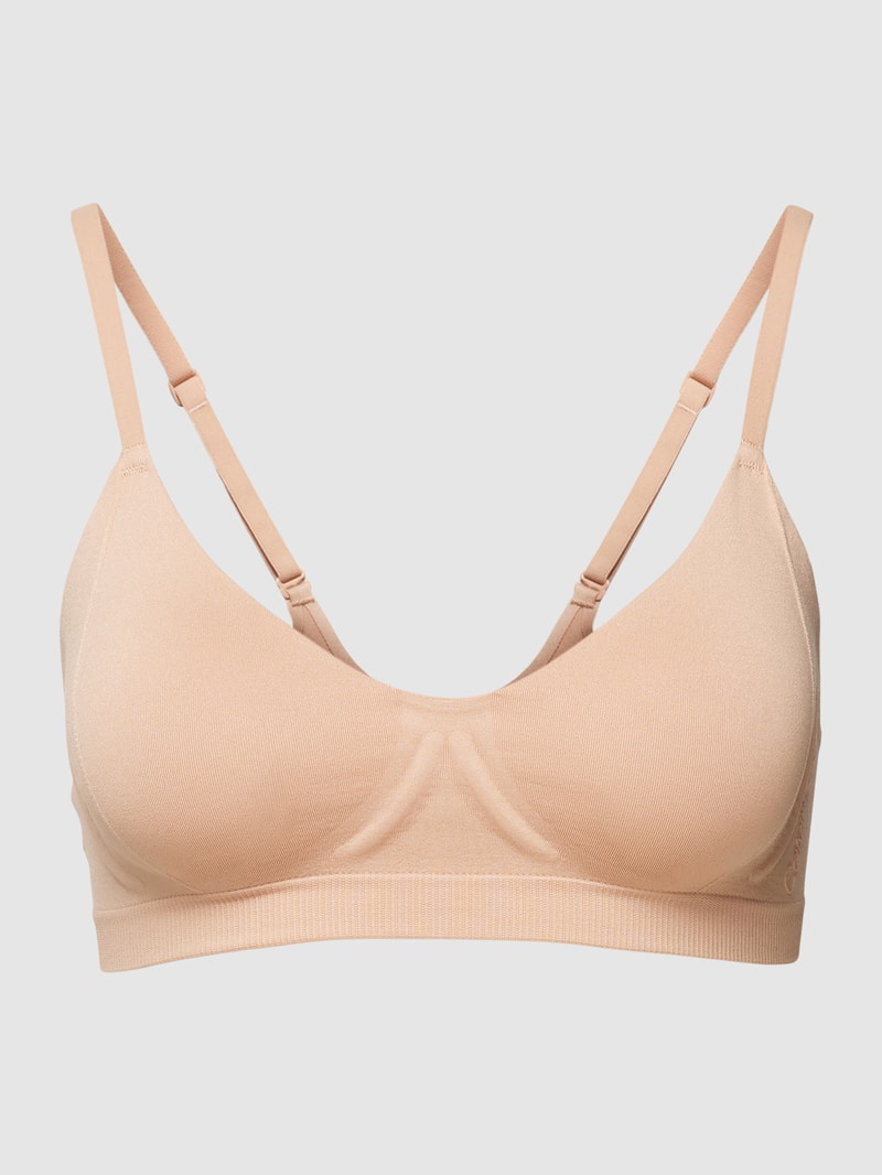 Bandeau-BH mit Label-Schriftzug in beige