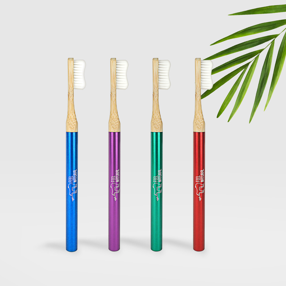 feel natural Brosse à dents vissable aluminium vert -  souple - Feel Natural BROSSE A DENTS
