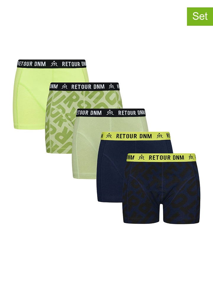 Retour 5er-Set: Boxershorts in Blau/ Grün/ Schwarz günstig kaufen
