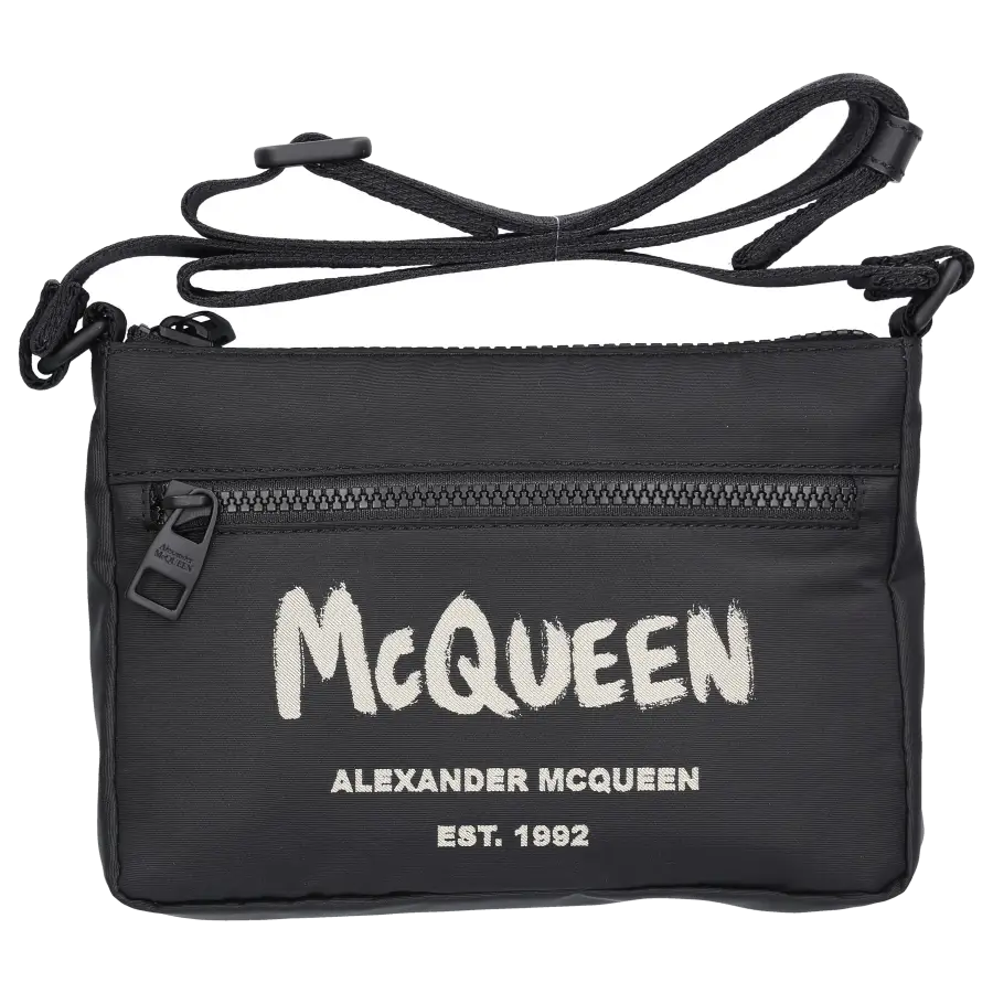 Alexander McQueen - Schultertasche GRAFFITI Nylon - schwarz