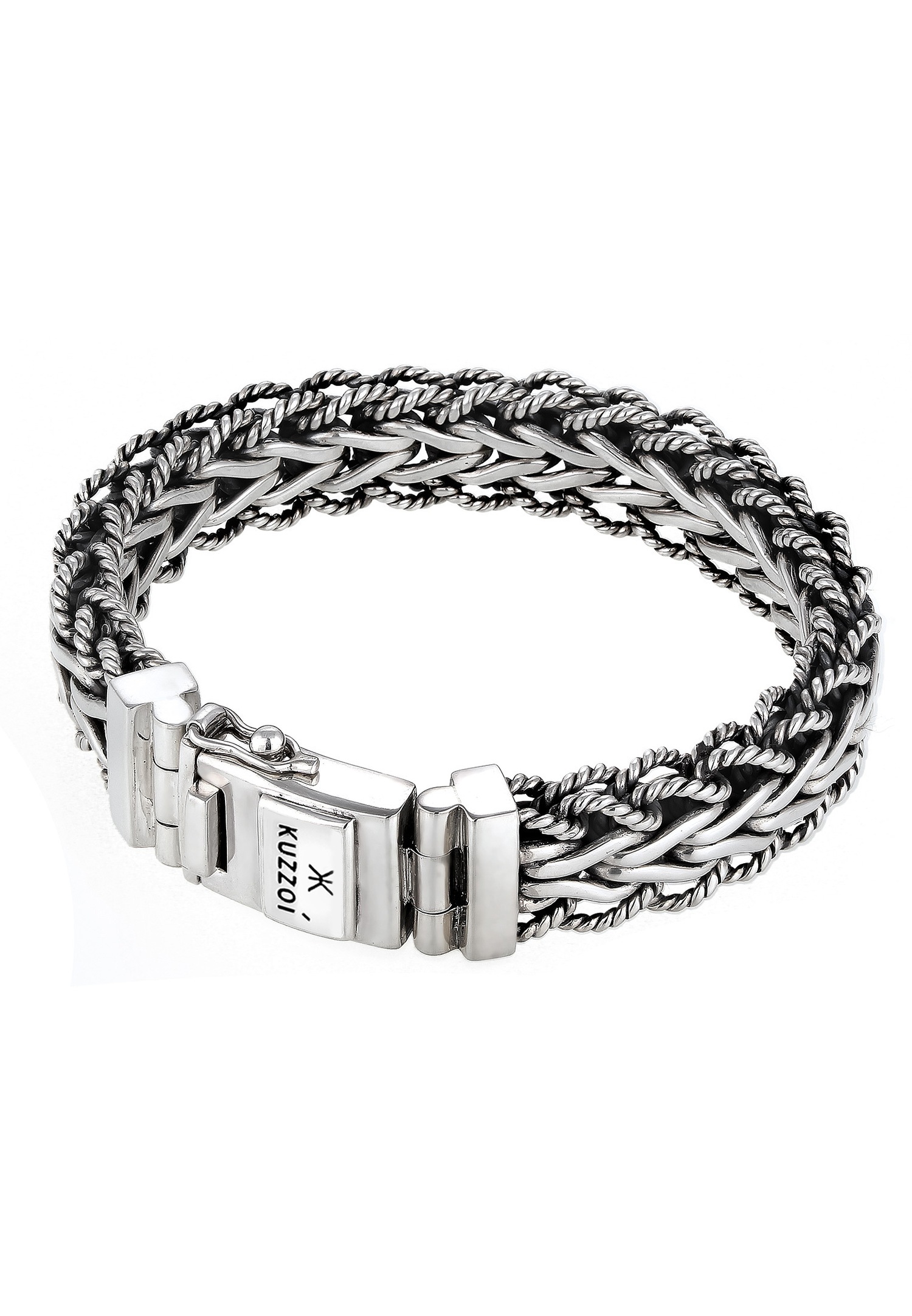 KUZZOI Armband Herren Panzerarmband Gliederkette 925er Silber