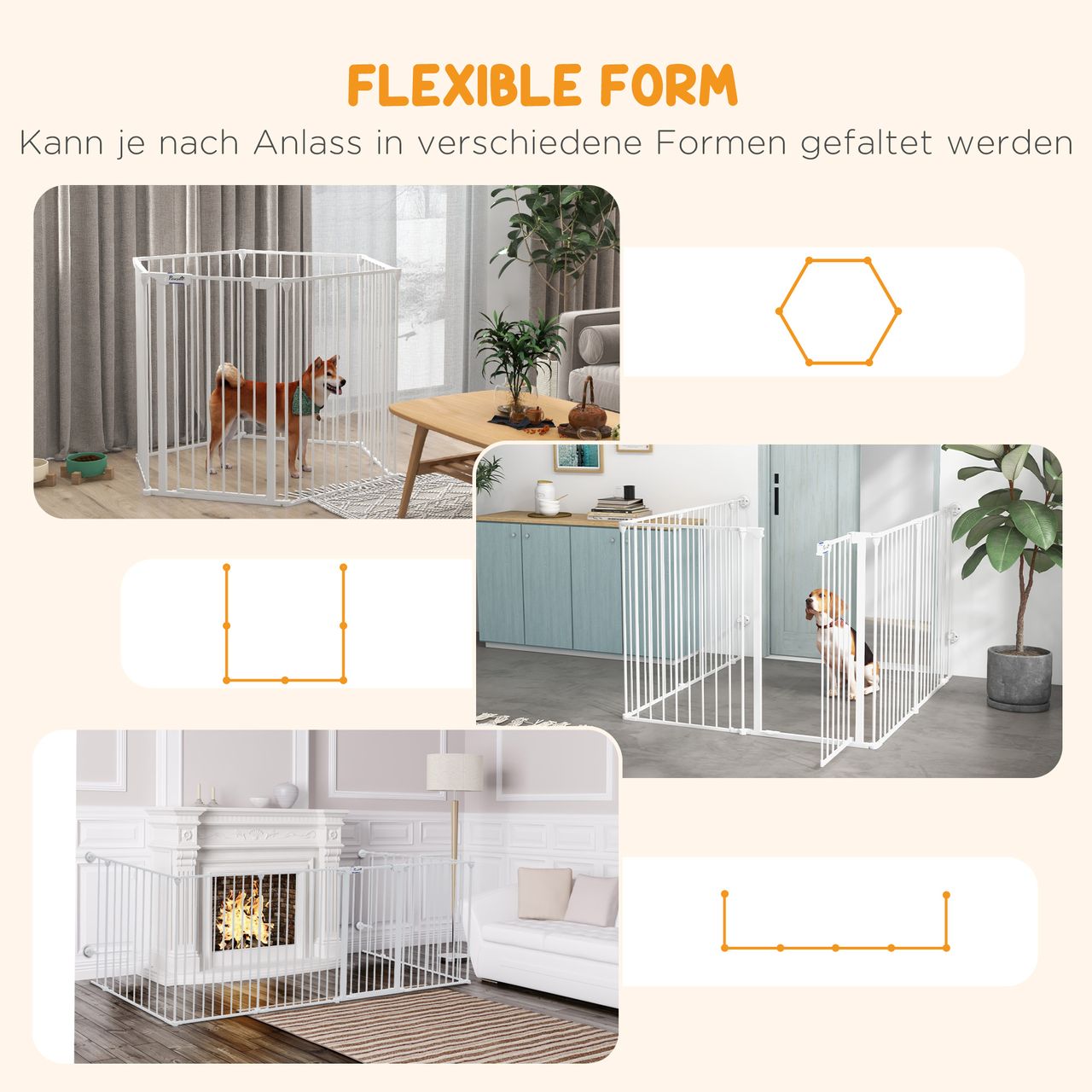 PawHut 2 in 1 Welpenlaufstall, Absperrgitter mit 6 Platten, 90 cm Freilaufgehege