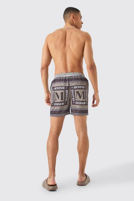 Mittellange Badehose mit Print