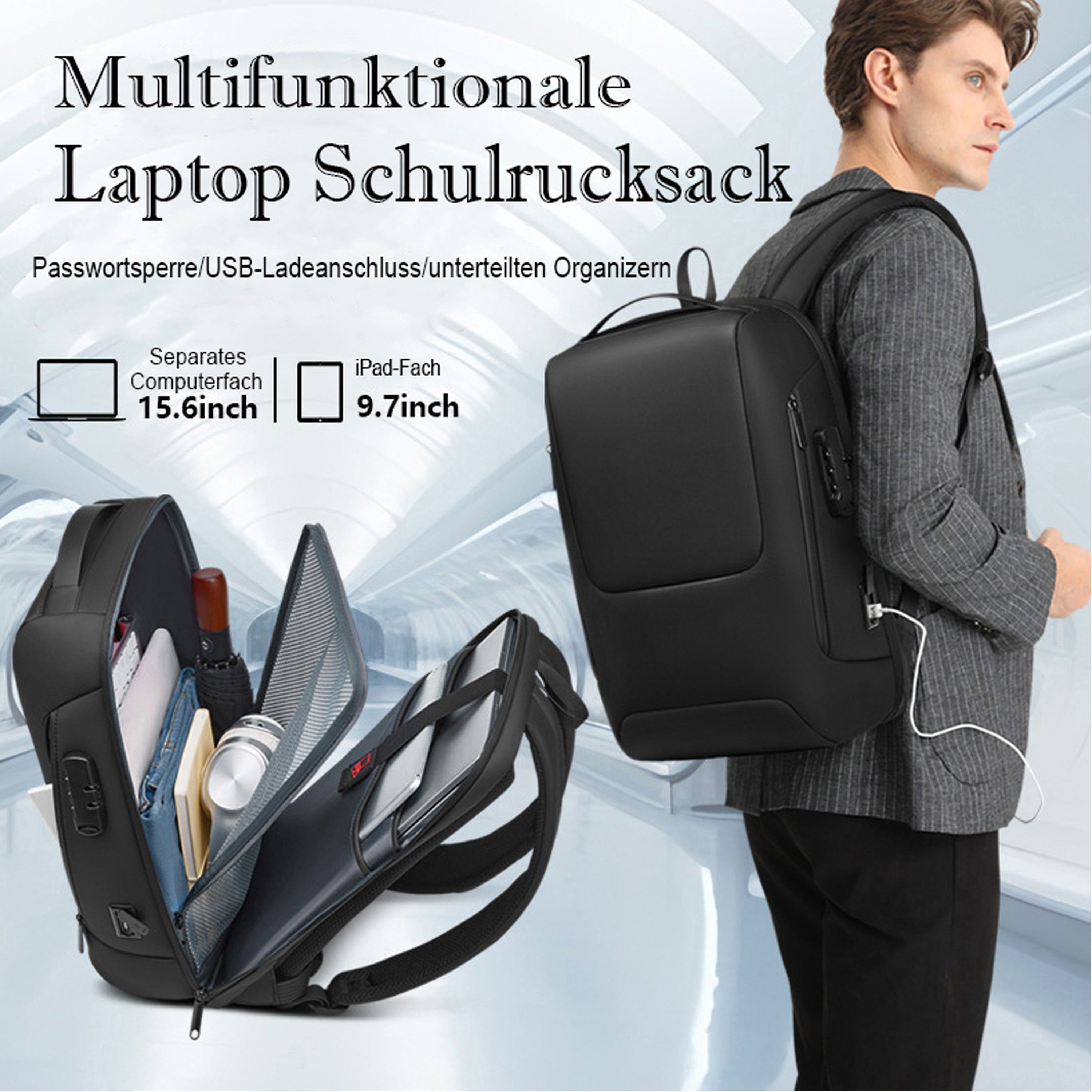 Mutoy Notebook-Rucksack Rucksack Herren,Großer Laptop Rucksack 17 Zoll,Schulrucksack (Großer Laptop Rucksack 17 Zoll, Schulrucksack Laptoptasche mit USB Ladeanschluss,Anti Diebstahl,Business,Arbeit,Reisen), Rucksack für Teenager Notebook College,Herr