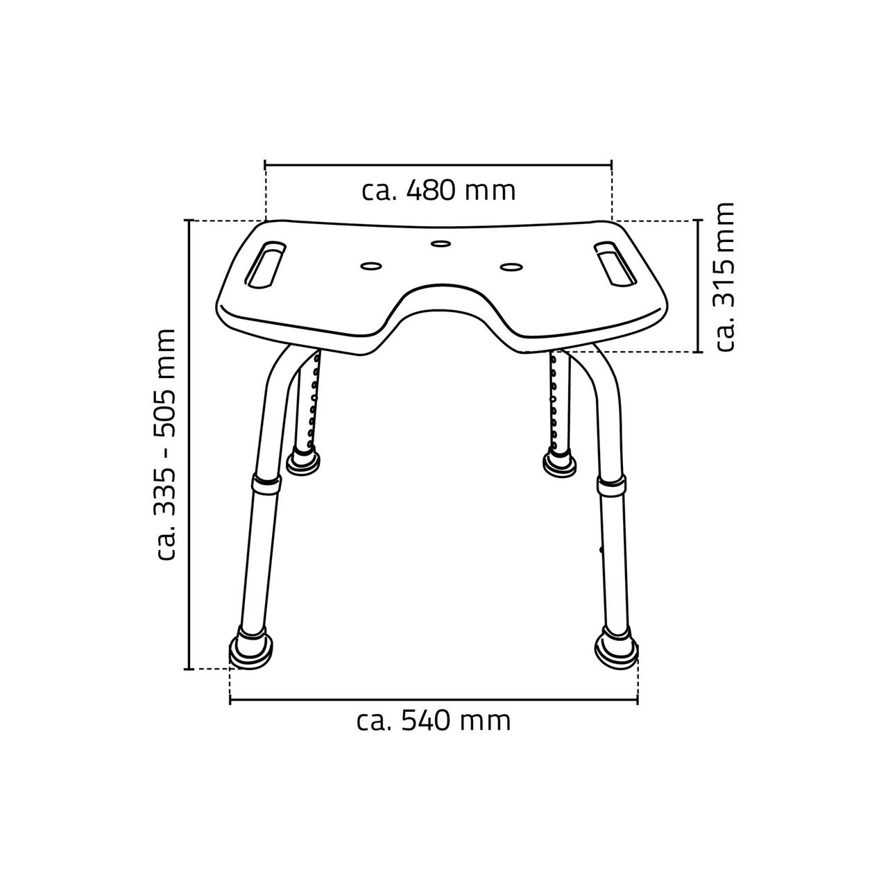 Ridder Bad-Hocker Sam, weiß, mit Hygieneausschnitt, höhenverstellbar, PE / Aluminium