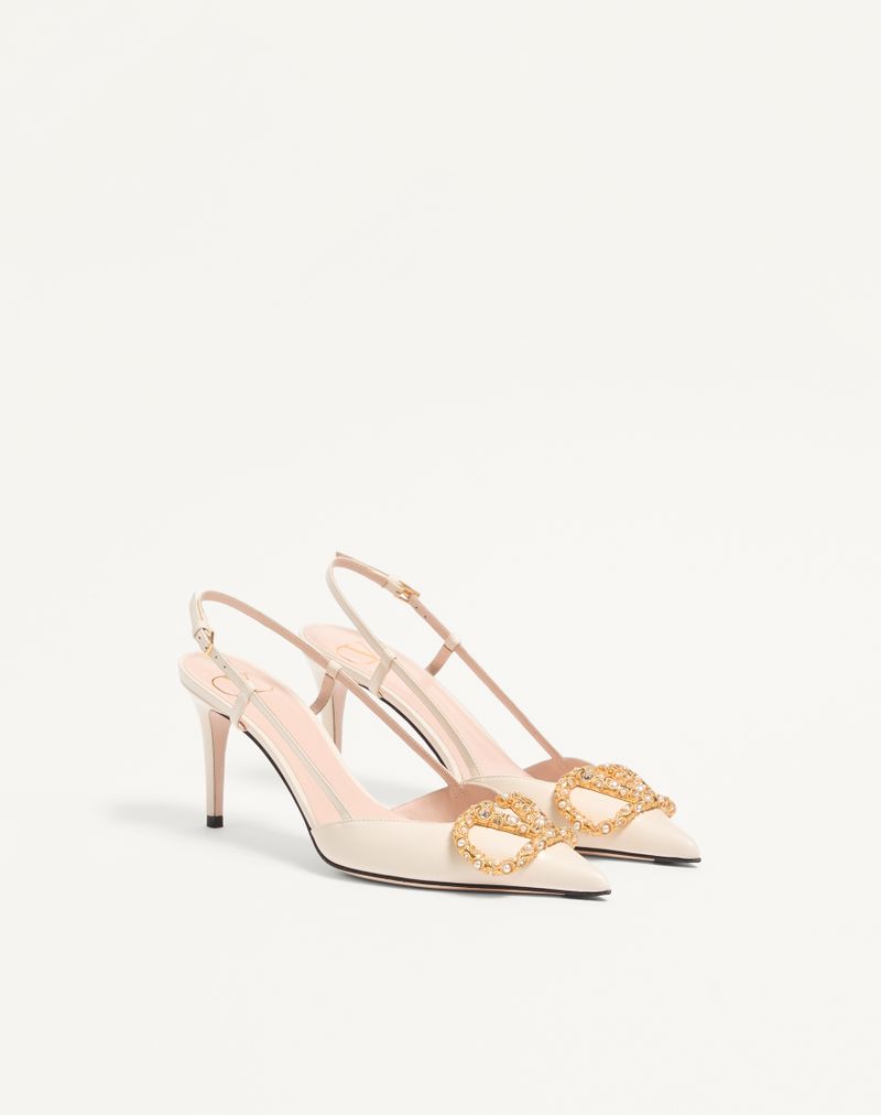 VLogo Signature Slingback Pumps van kalfsleer met sierlijk logo, 80 mm