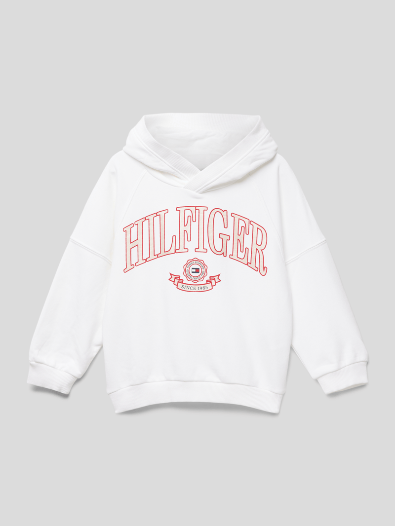 Hoodie mit Label-Print in weiß
