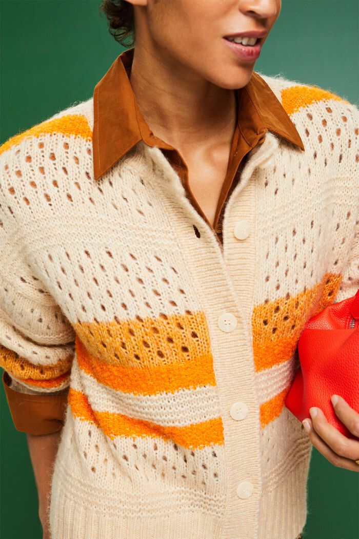 Gestreifter Cardigan aus Wollmix