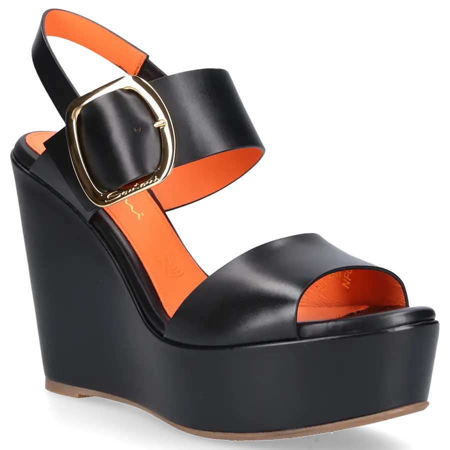 Santoni - Plateausandalen 70344 Kalbsleder - schwarz