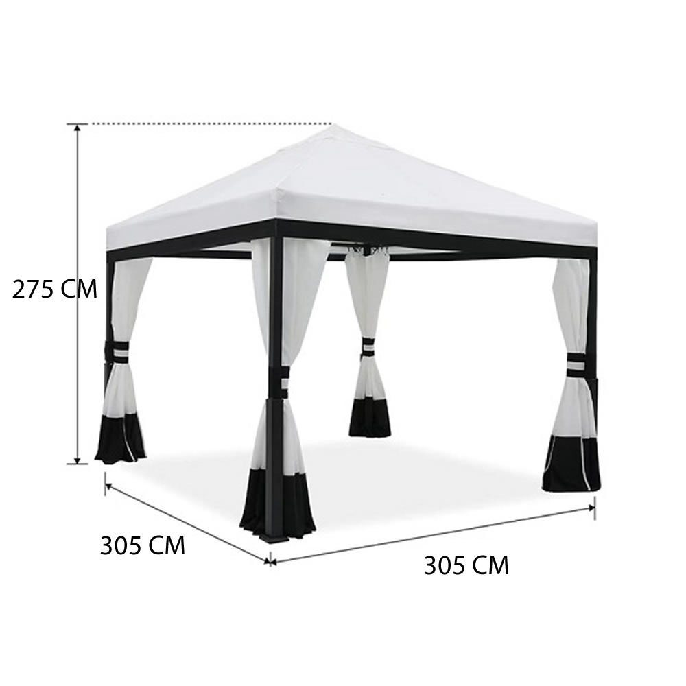 Melko Pavillon Gartenpavillion 3x3m Gartenzelt Faltpavillon Sonnenschutz Pavillon, mit 4 Seitenteilen, mit Aufbewahrungstasche, kein Fundament nötig