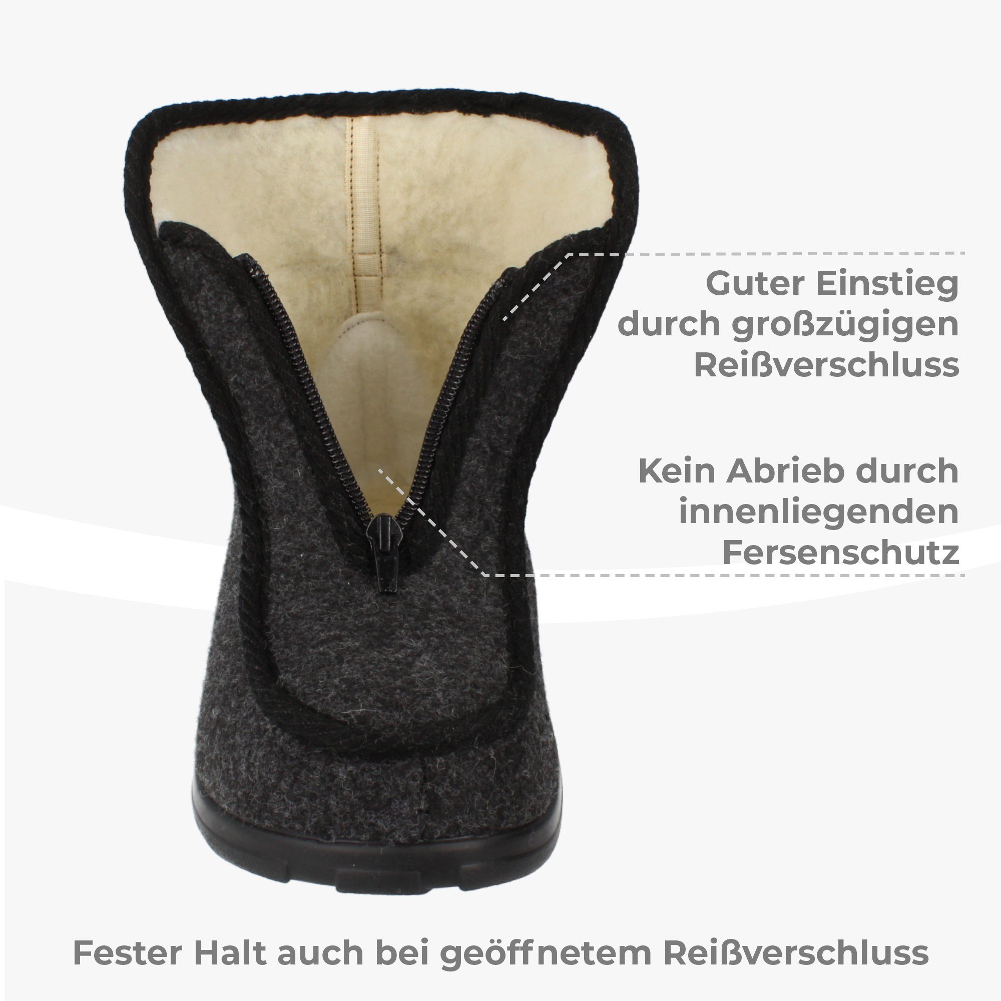 filsko Norrland Herren Winter Hausschuhe Hausschuh HüttenSchuhe aus Filz, aus Filz, mit Schafwolle gefüttert