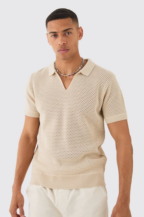 Ecru Poloshirt mit Naht