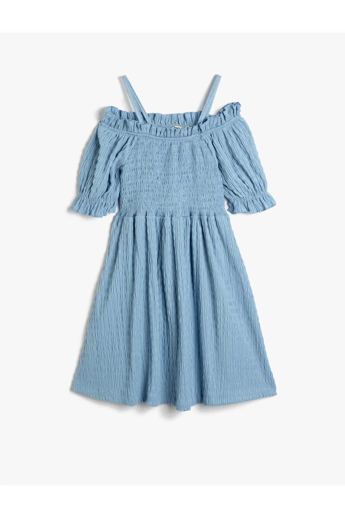 Koton  Midikleid, schulterfrei, kurze Ärmel, strukturiert