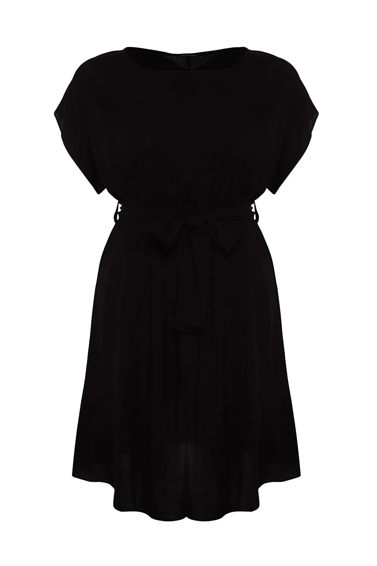 Trendyol Curve  Schwarzes gewebtes Kleid mit Gürtel TBBSS22EL0538