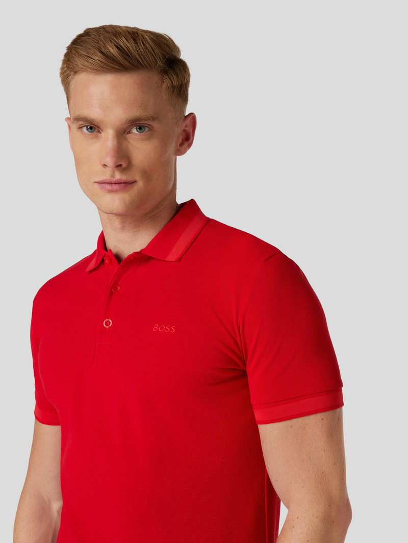 Poloshirt mit Label-Stitching Modell 'PADDY' in rot