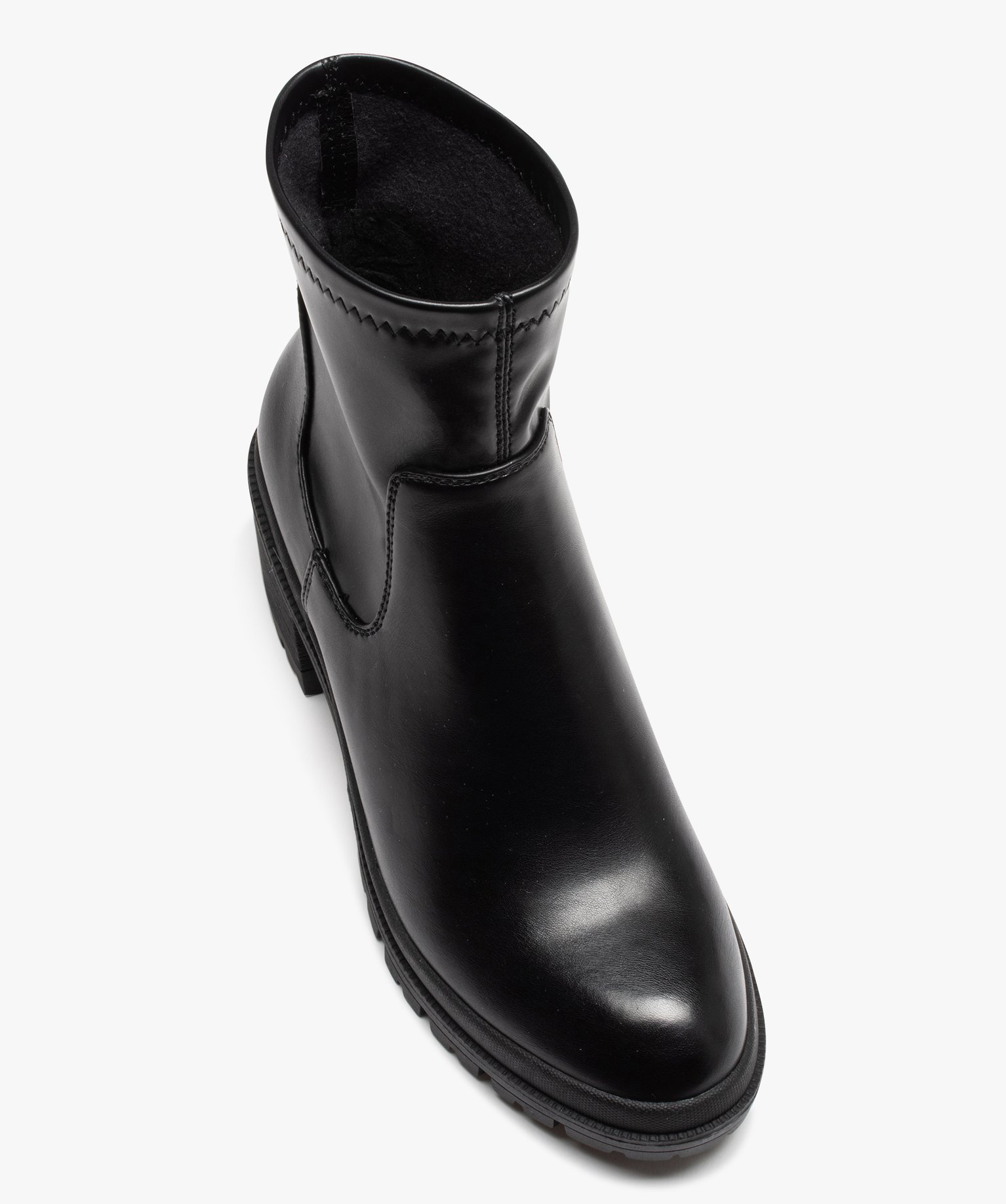 Boots femme unies à talon carré et semelle crantée avec c... noir | GEMO