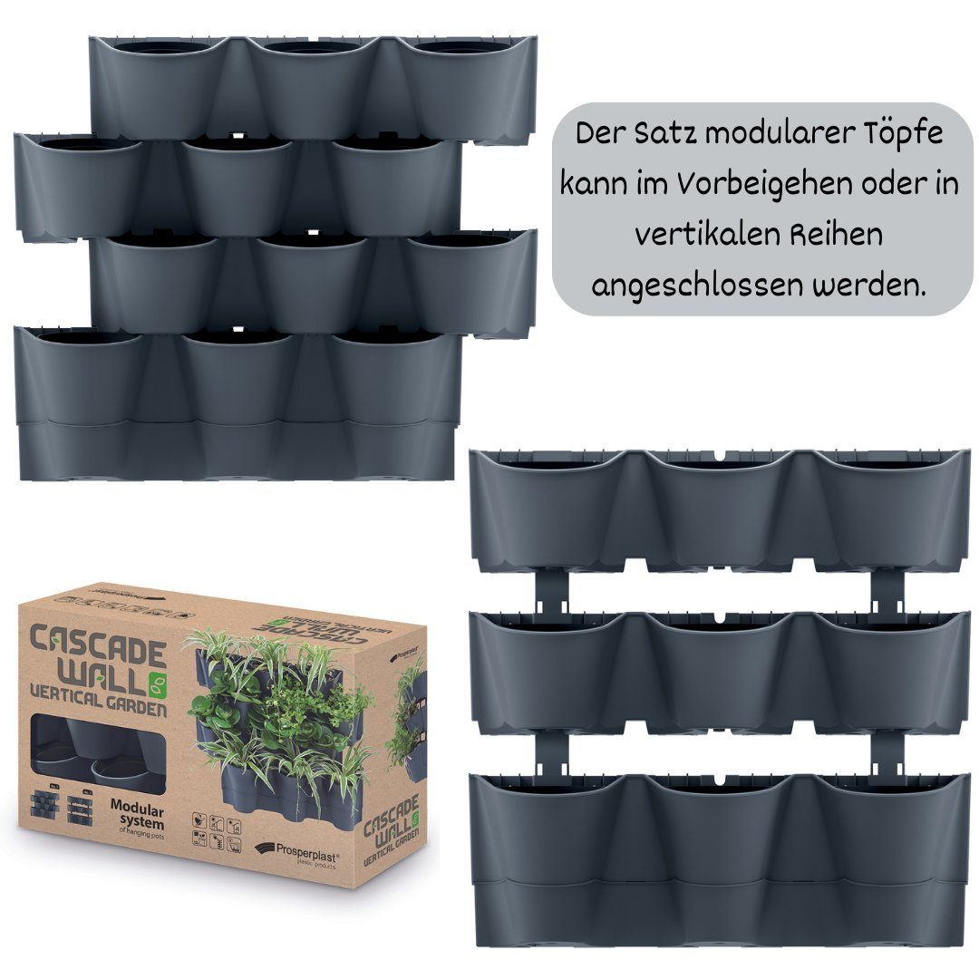 Prosperplast Blumentopf Vertikaler Garten Wandgarten Pflanzenwand Hängender Pflanzwand, Selbstbewässerung, Stapelbar