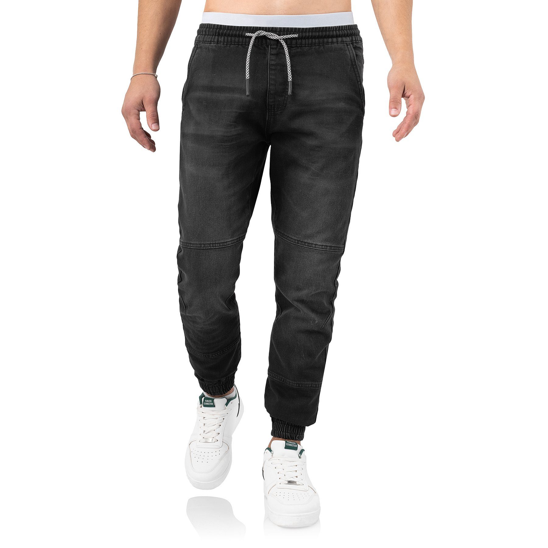 Indicode Schlupfhose Oltjon bequeme lässige Freizeithose in Jeansoptik mit elastischem Bund