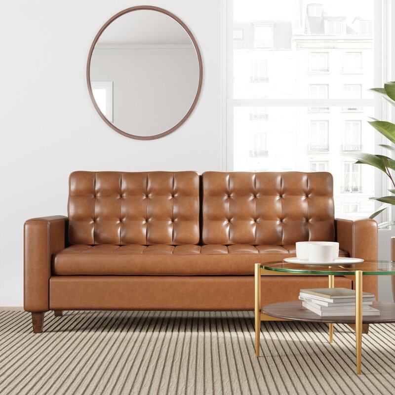 Milton 76” Vegan Leather Square Arm Sofa