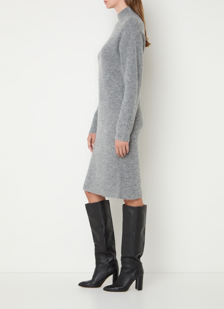 Vestido midi HUGO BOSS en punto de mezcla de lana de alpaca fina con estampado jaspeado.