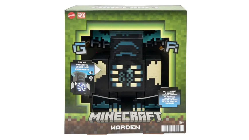 Minecraft The Warden Figur, Actionfigur mit Licht & Geräuschen