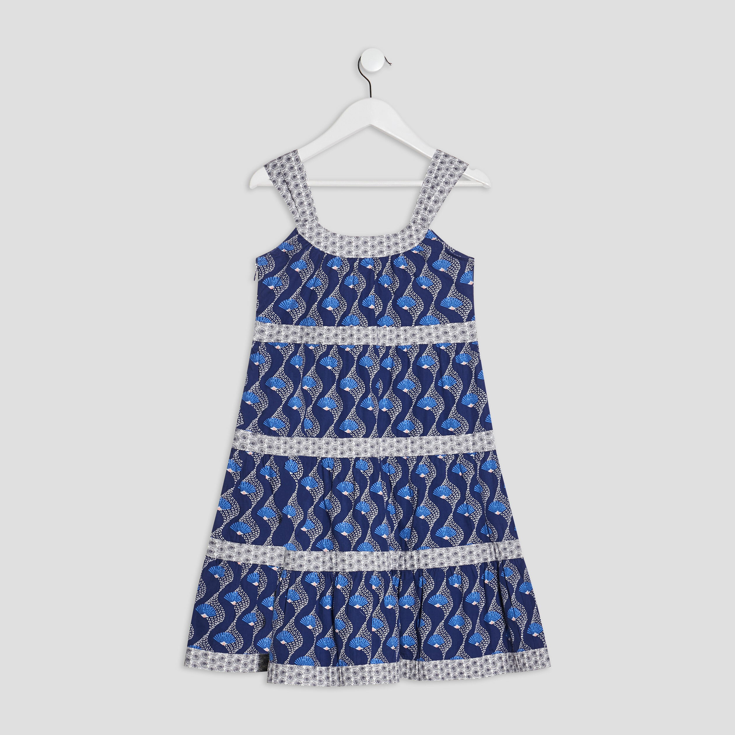 Robe évasée avec bretelles bleu marine fille | La Halle