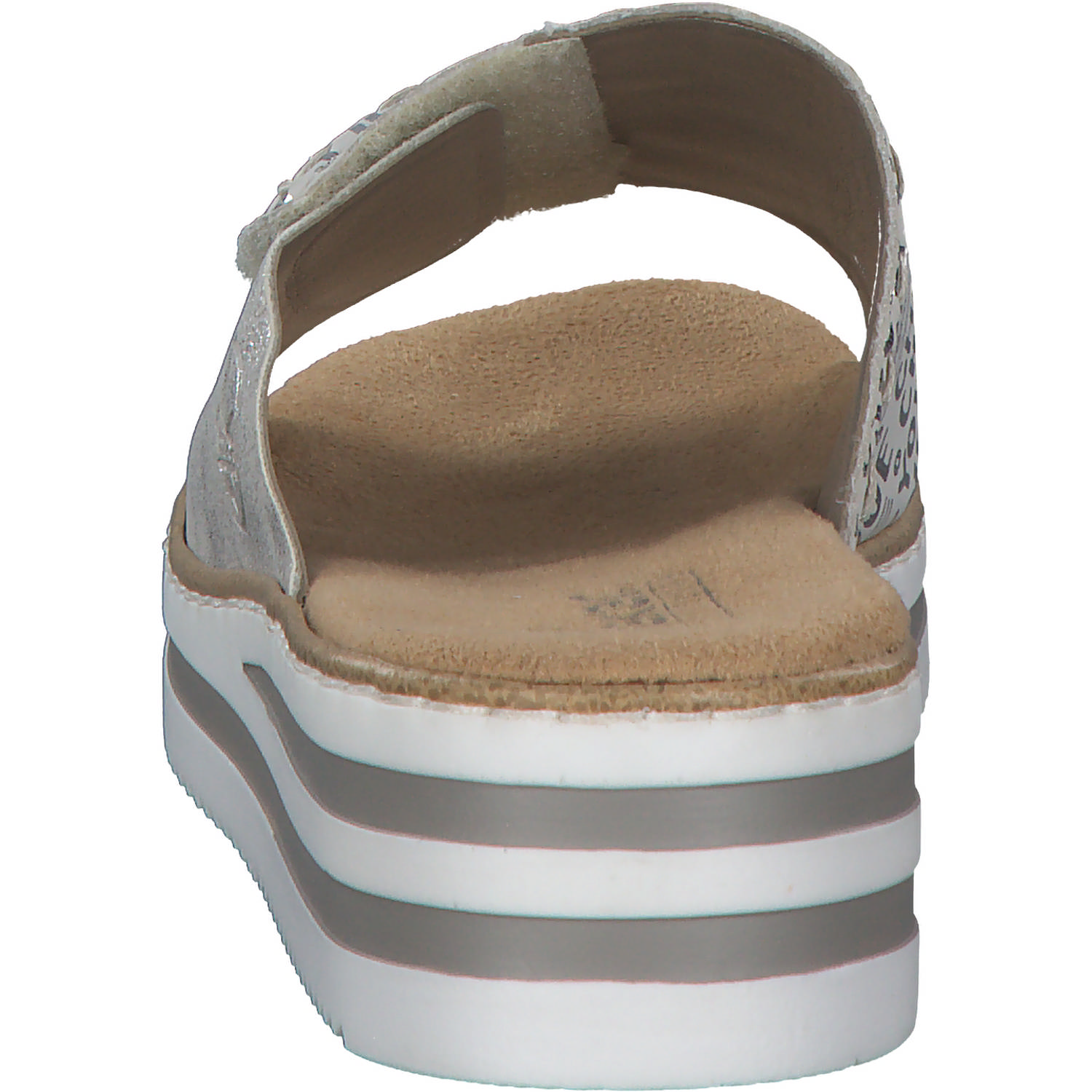 Rieker V0290, Plateau-Pantoletten, Damen, kreide-silver/fog-silver
