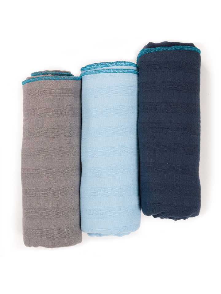 SlumberOrganix Bio Musselin Tücher 3er-Pack in Dunkelblau günstig kaufen 75x75 cm