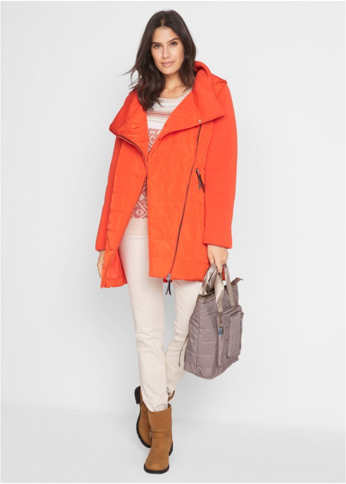 Jacke mit breitem Kragen und Kapuze