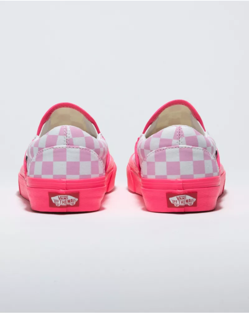 Customs Neon Pink Checkerboard Slip-On Wide