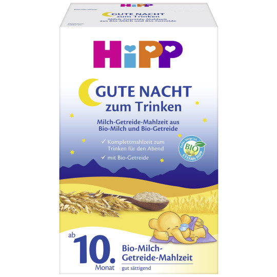 Hipp Bio Gute-Nacht! Milch-Getreide-Mahlzeit ab 10. Monat 2x 250G